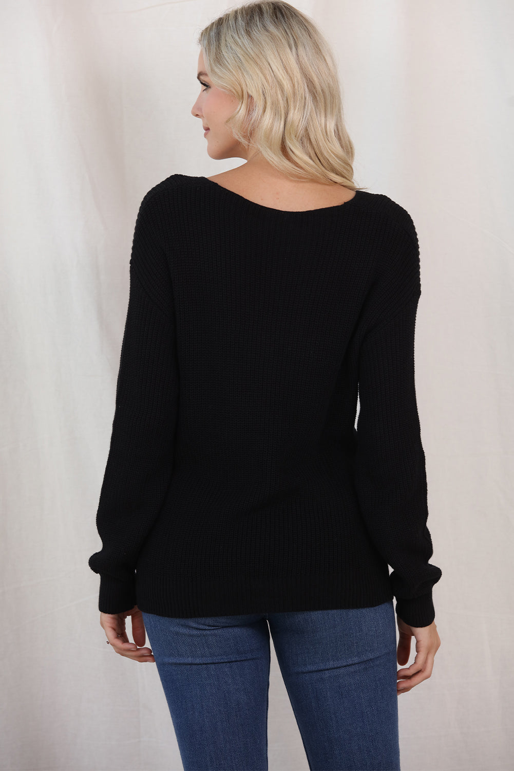 V-Neck Long Sleeve Knit Top-Angel Casuals