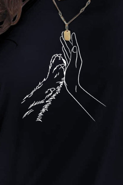 Graphic Round Neck Short Sleeve T-Shirt-Angel Casuals