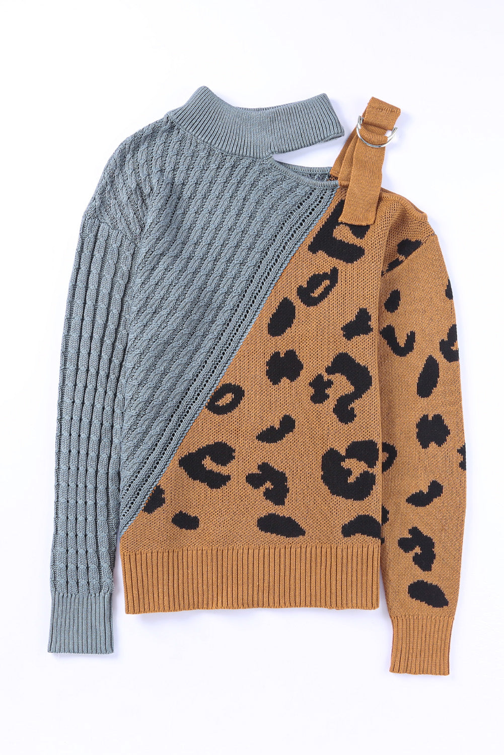 Leopard Block Turtleneck Sweater-Angel Casuals