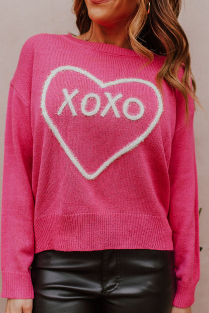 XOXO Round Neck Drop Shoulder Sweater-Angel Casuals