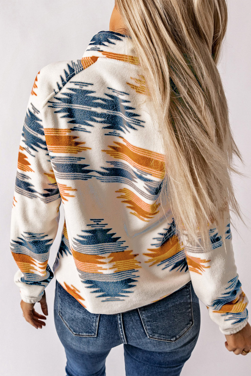 Geometric Snap Button Long Sleeve Jacket-Angel Casuals