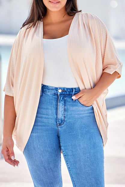 Plus Size Ribbed Cocoon Cover Up-Angel Casuals