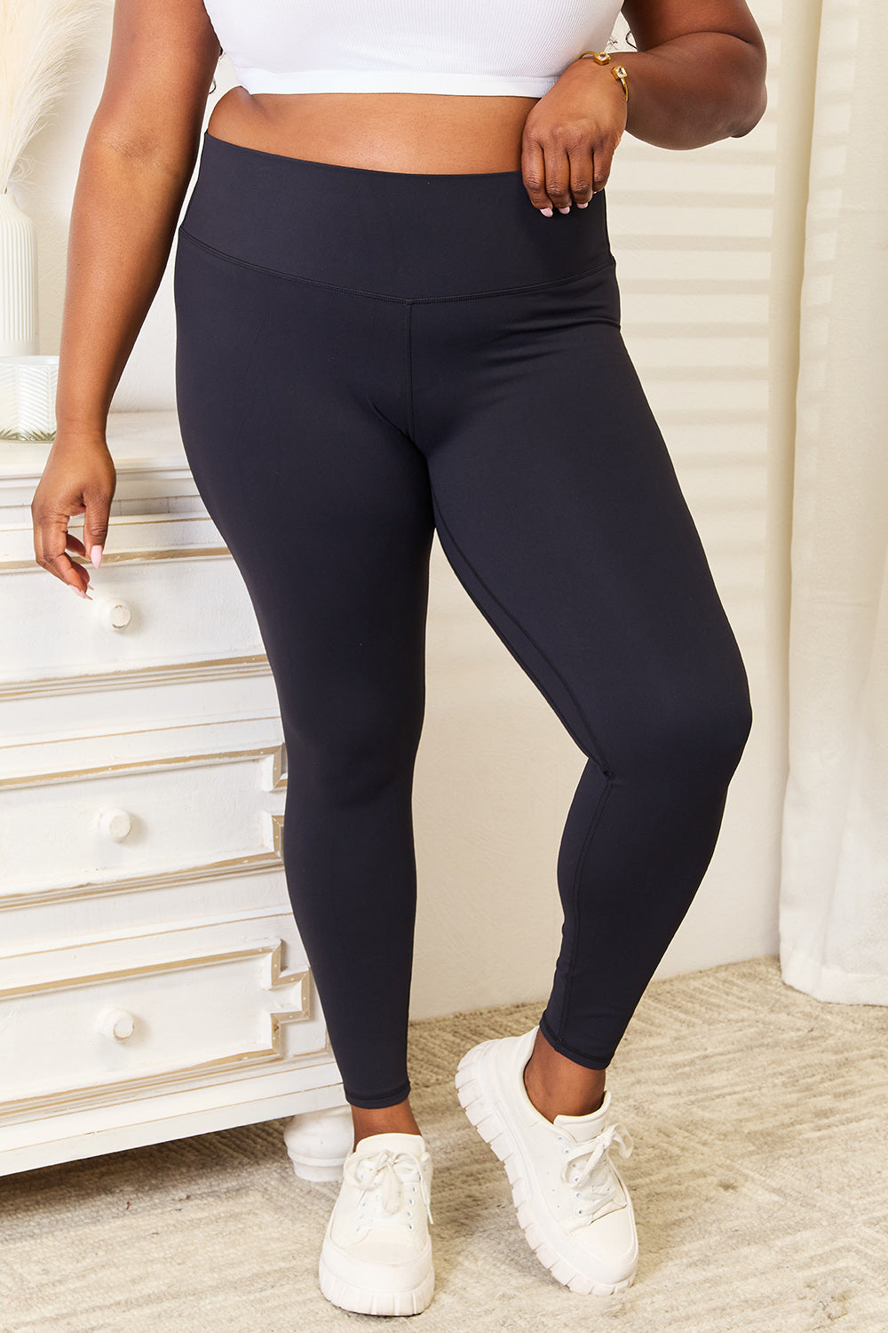 Double Take Wide Waistband Sports Leggings-Angel Casuals