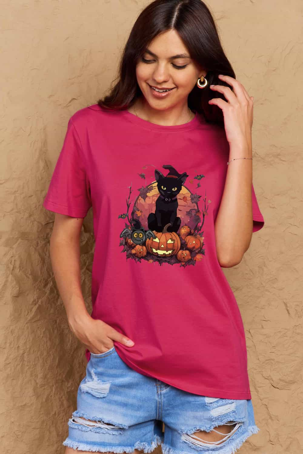 Simply Love Full Size Halloween Theme Graphic T-Shirt-Angel Casuals