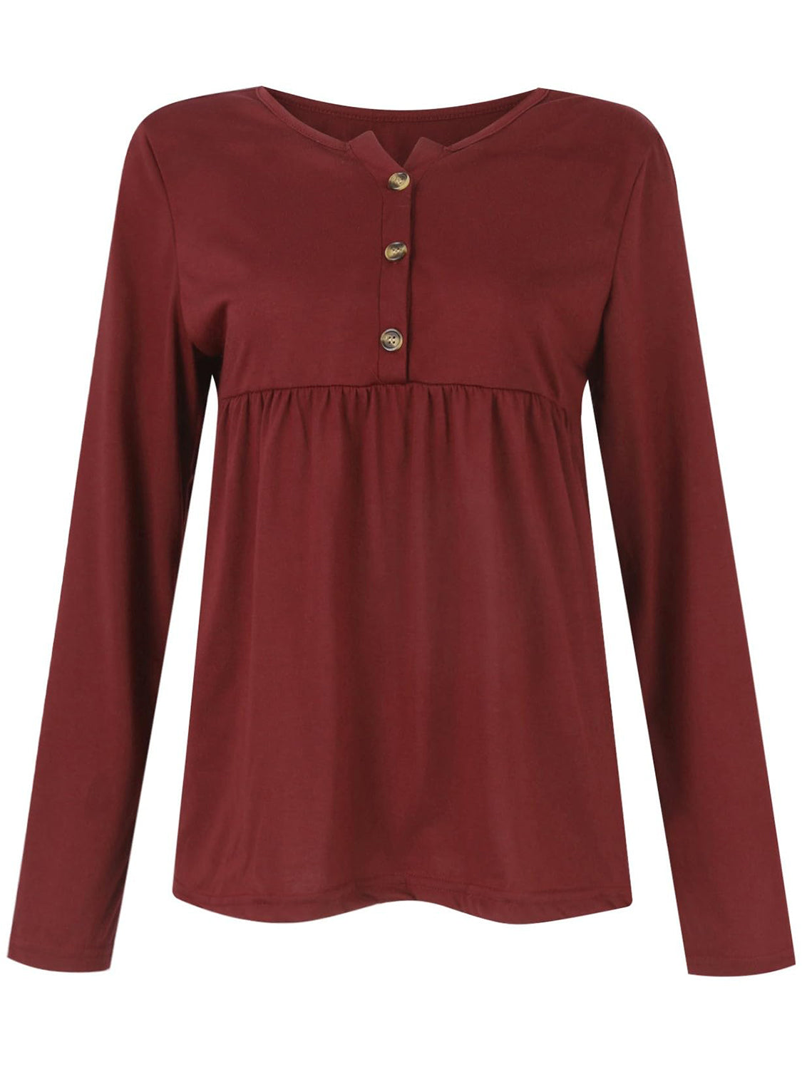 Half Button Long Sleeve T-Shirt-Angel Casuals