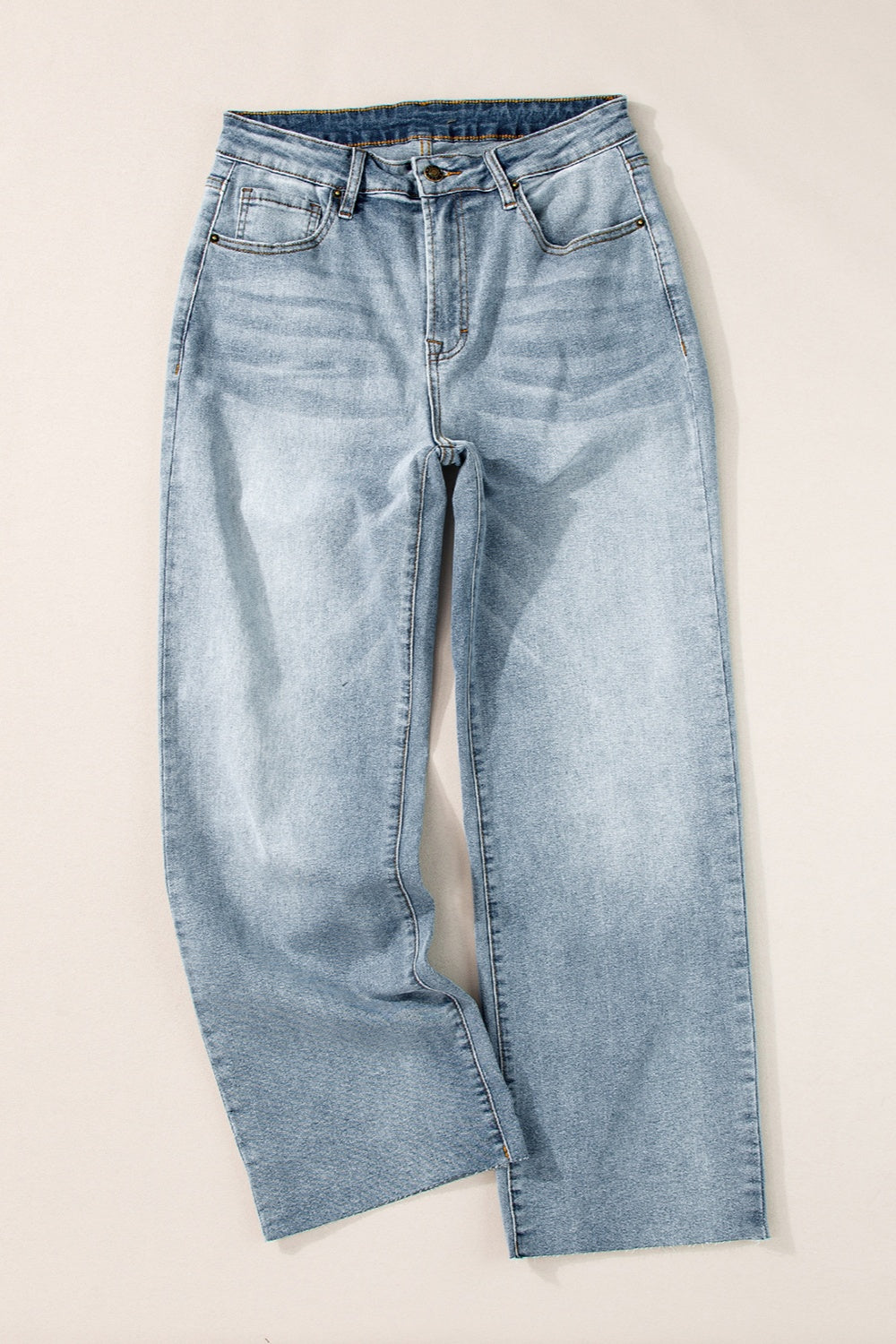 High Waist Straight Jeans with Pockets-Angel Casuals