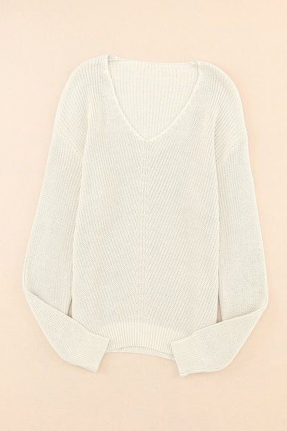 V-Neck Drop Shoulder Sweater-Angel Casuals