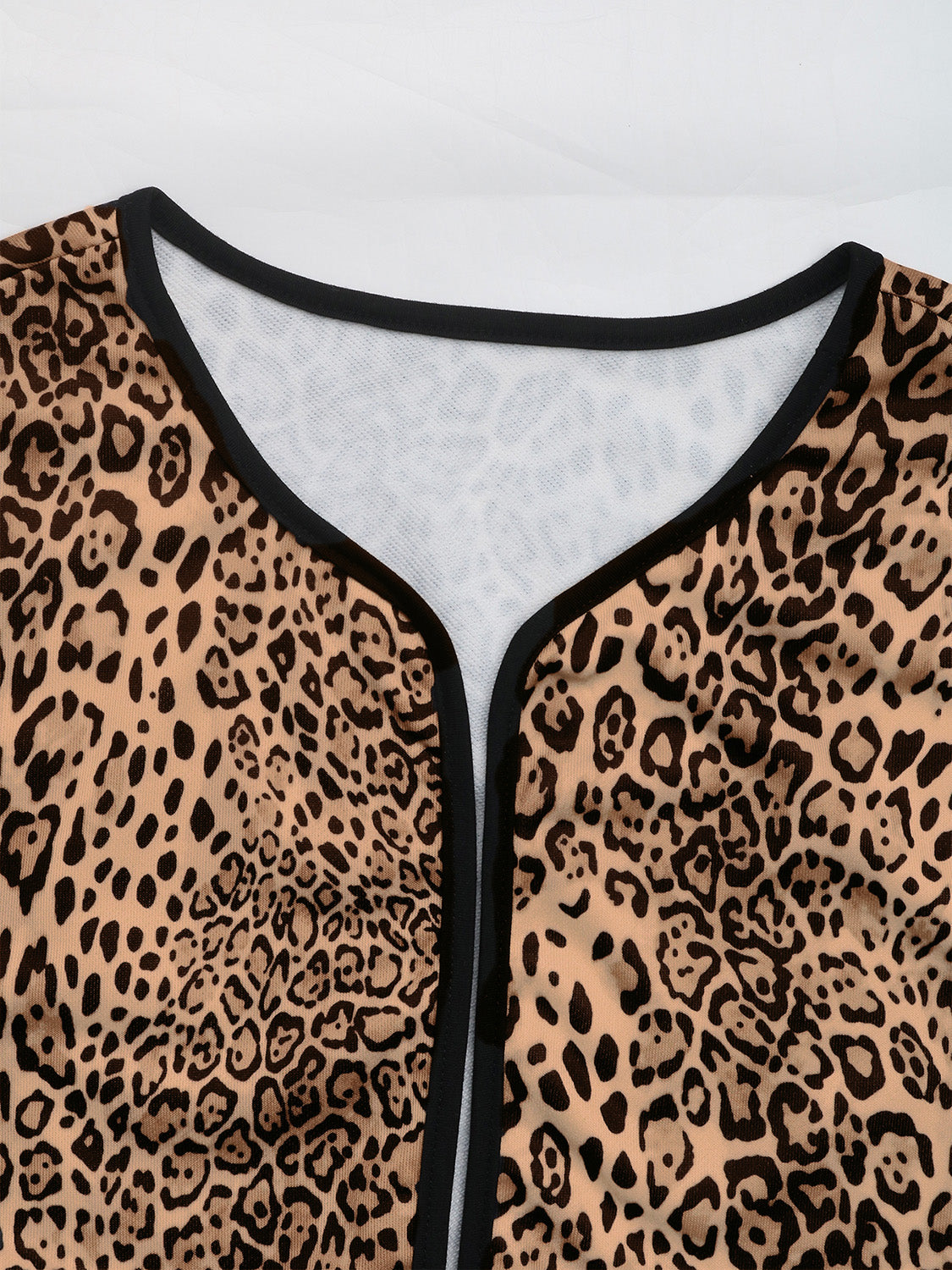 Perfee Leopard Open Front Long Sleeve Jacket-Angel Casuals