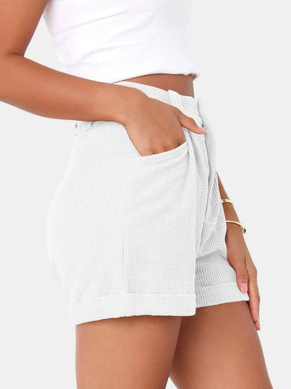 Full Size High Waist Shorts with Pockets-Angel Casuals