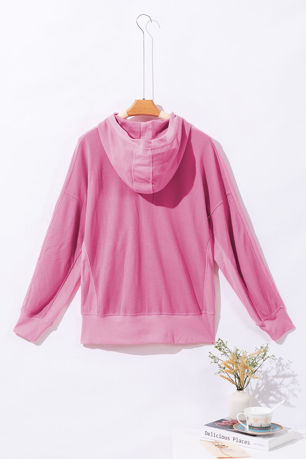 Waffle-Knit Pocketed Zip Up Hooded Jacket-Angel Casuals