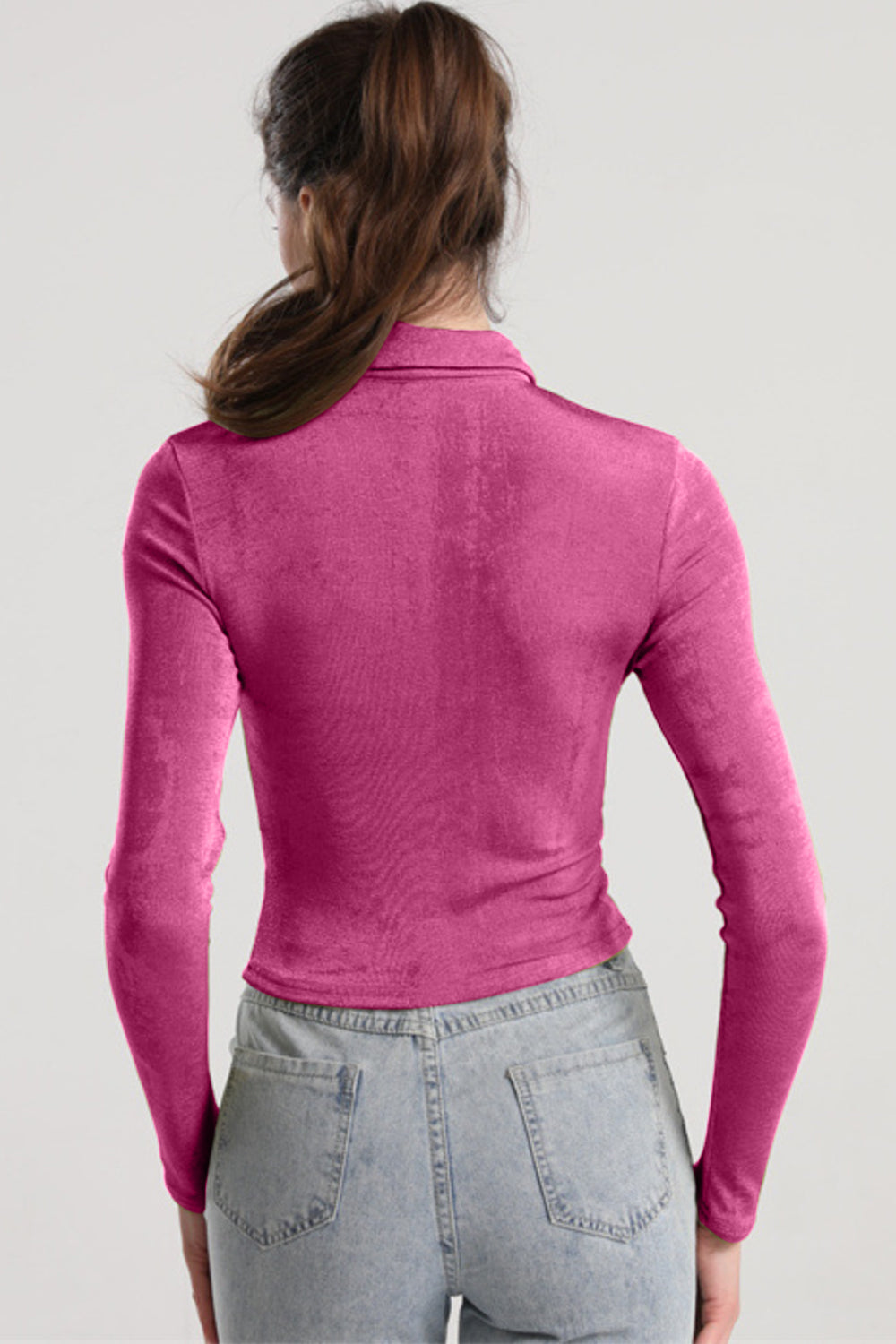 Ruched Button Up Long Sleeve T-Shirt-Angel Casuals