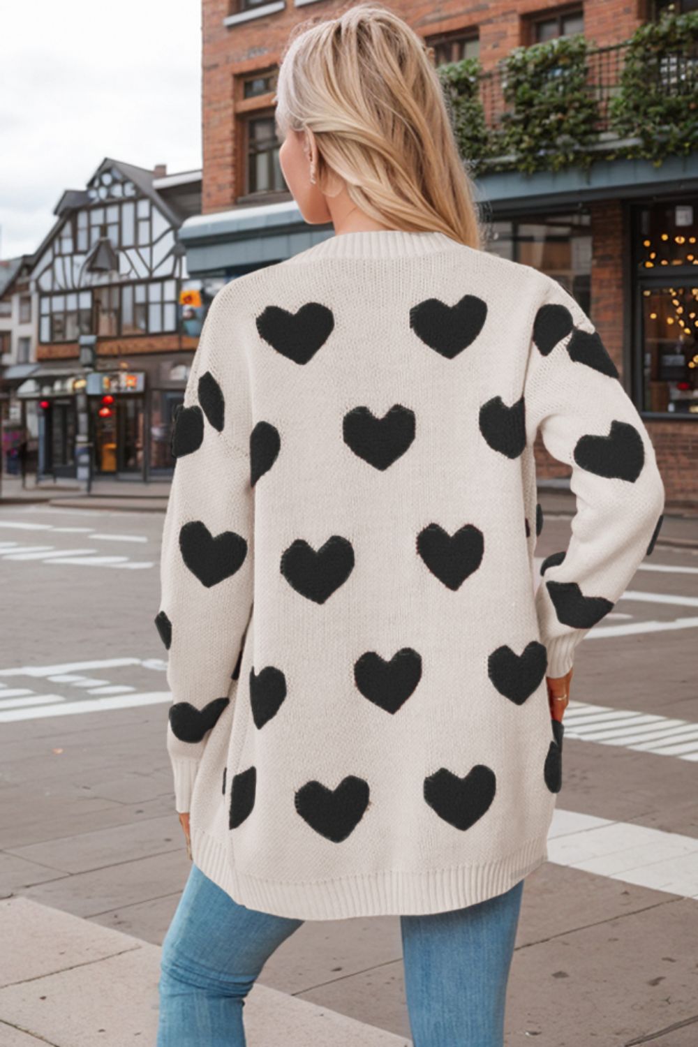 Heart Button Down Long Sleeve Cardigan-Angel Casuals