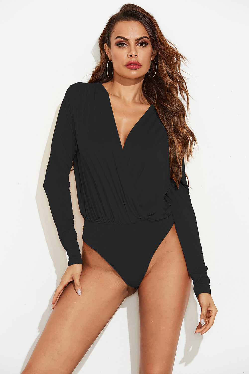 Surplice Long Sleeve Bodysuit-Angel Casuals