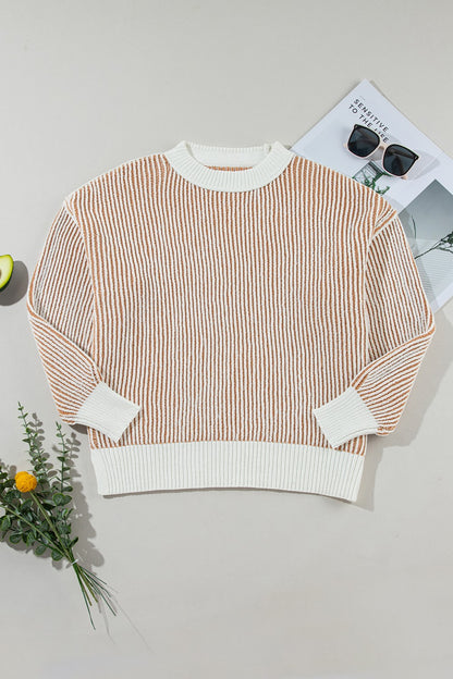 Round Neck Dropped Shoulder Sweater-Angel Casuals