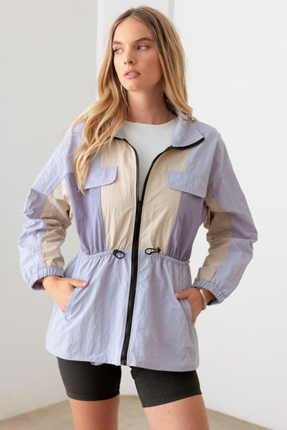 Le Lis Color Block Collared Wind Breaker Jacket-Angel Casuals