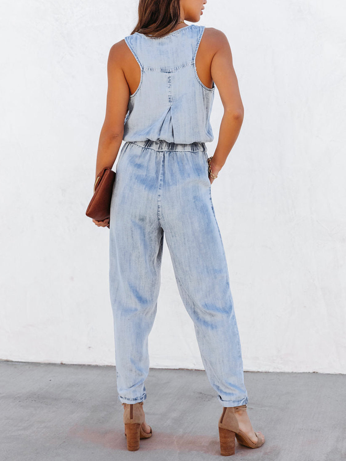 Drawstring Waist Sleeveless Jumpsuit-Angel Casuals