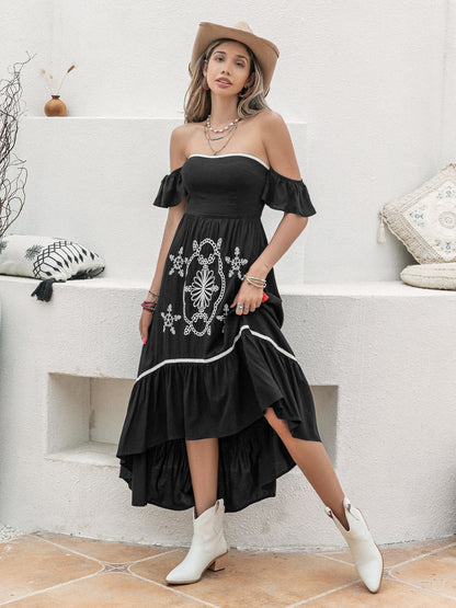 High-Low Off-Shoulder Dress-Angel Casuals