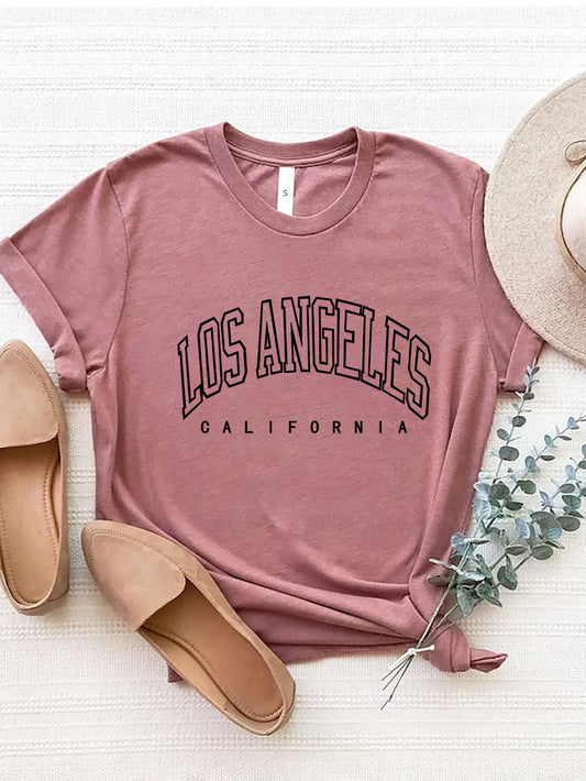 LOS ANGELES CALIFORNIA Round Neck T-Shirt-Angel Casuals