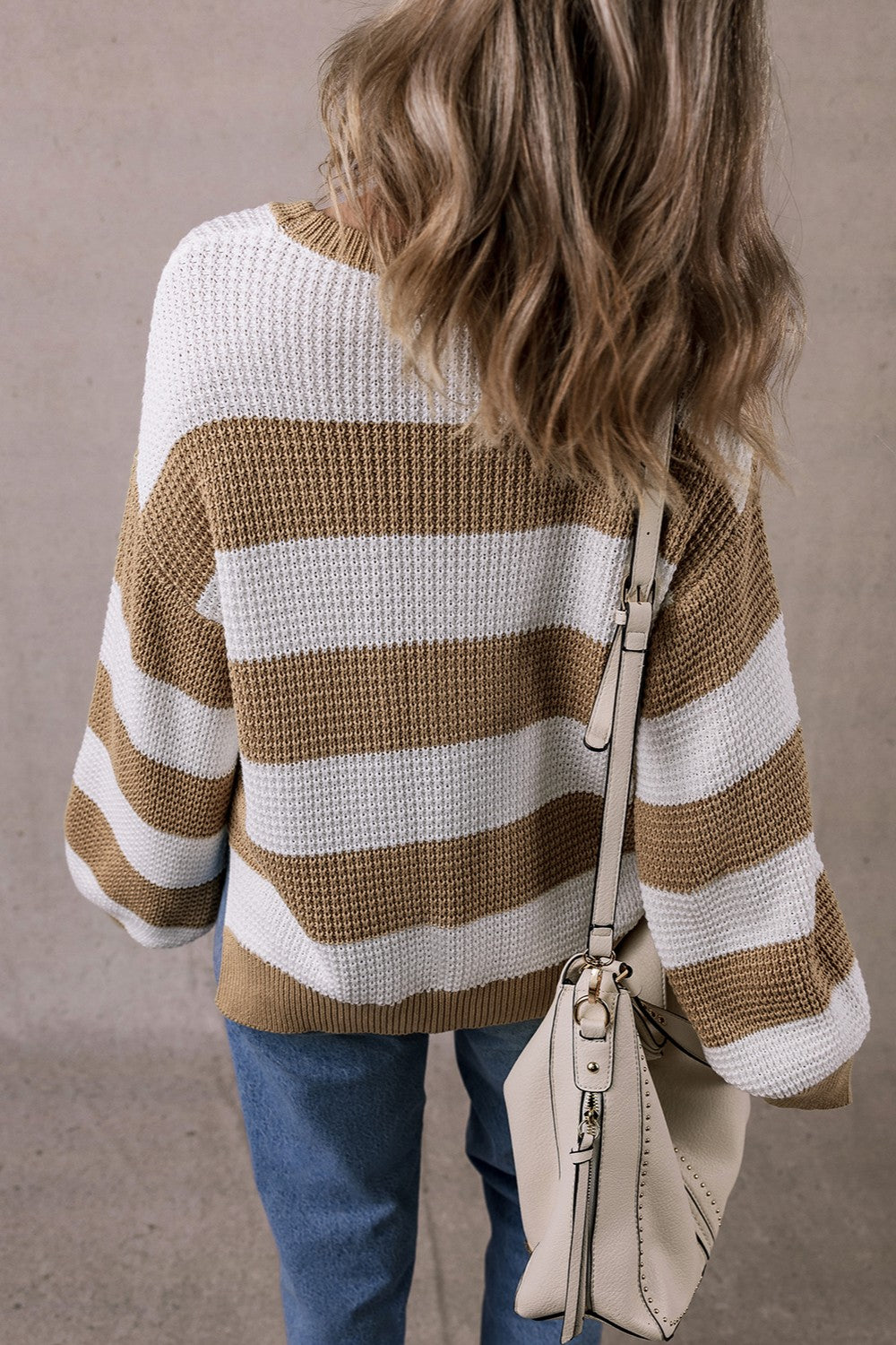 Color Block Round Neck Sweater-Angel Casuals
