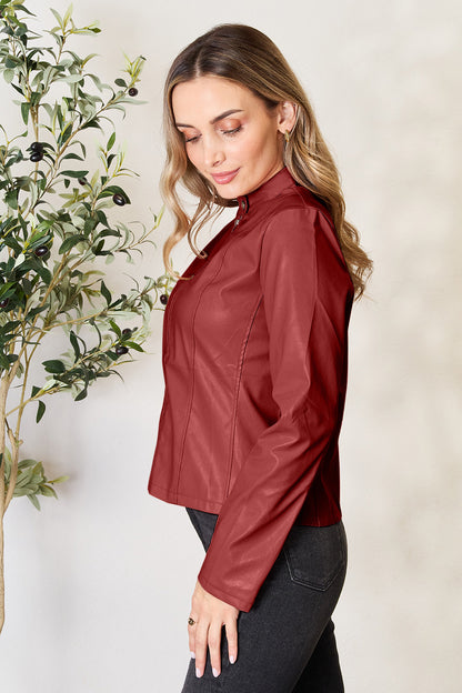Mock Neck Zip Up Jacket-Angel Casuals