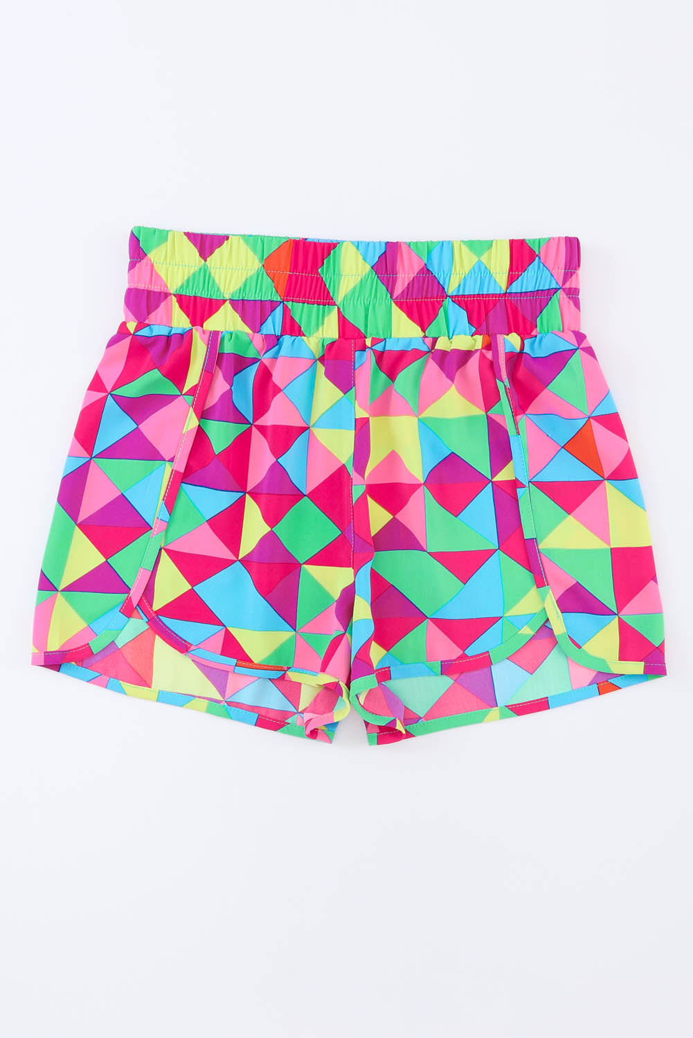 Color Block Elastic Waist Shorts-Angel Casuals