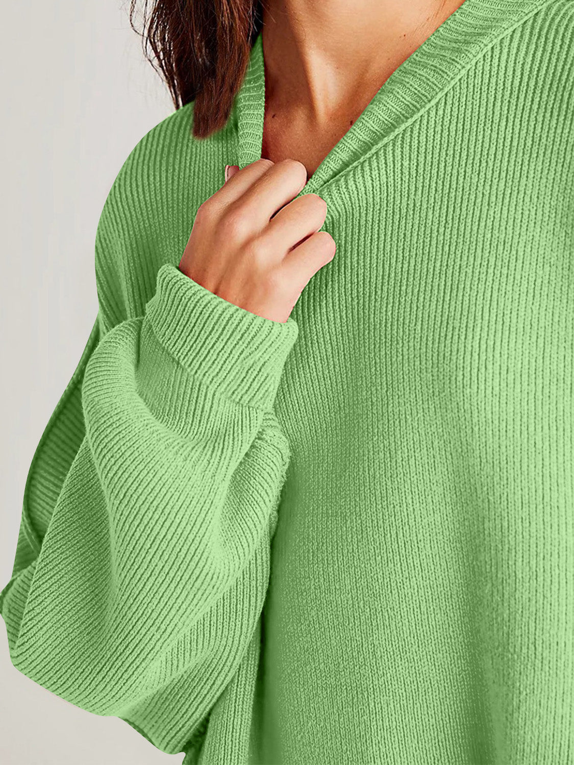 Double Take Side Slit Round Neck Long Sleeve Sweater-Angel Casuals