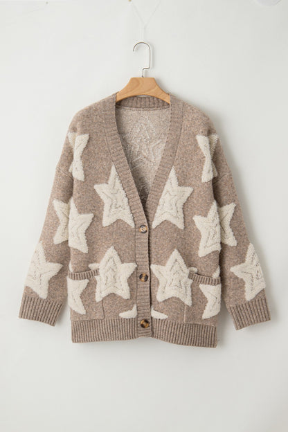 Star Button Up Long Sleeve Cardigan-Angel Casuals