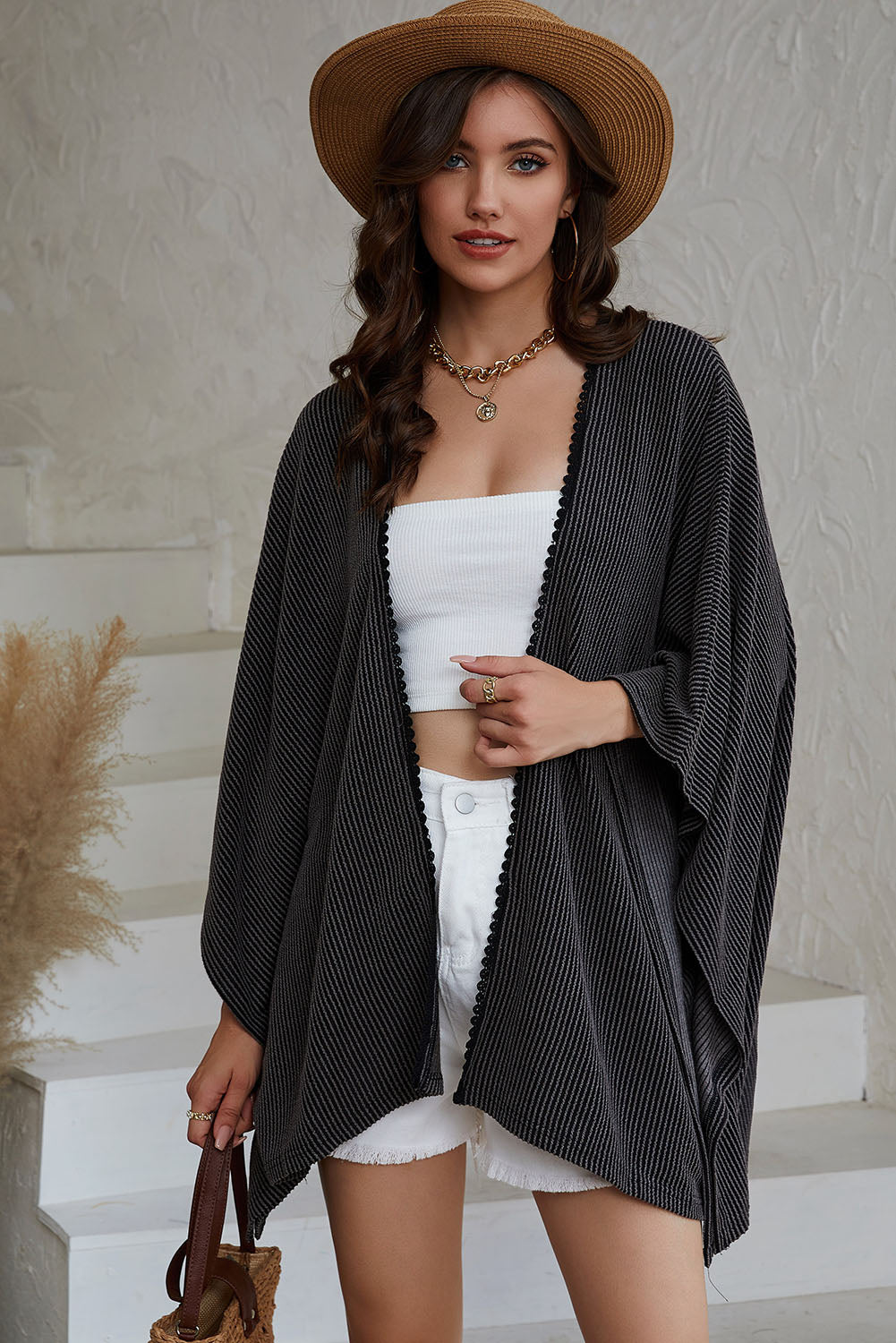 Open Front Dolman Sleeve Cardigan-Angel Casuals