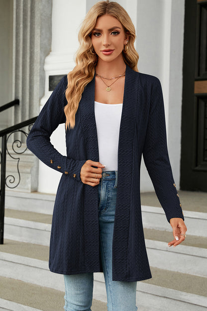 Open Front Long Sleeve Cardigan-Angel Casuals