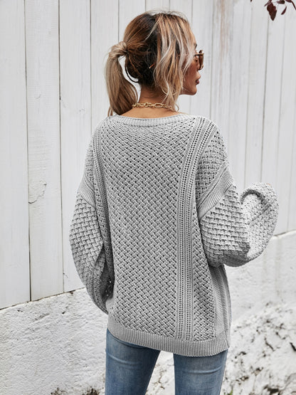 Angel Wings V-Neck Dropped Shoulder Sweater-Angel Casuals