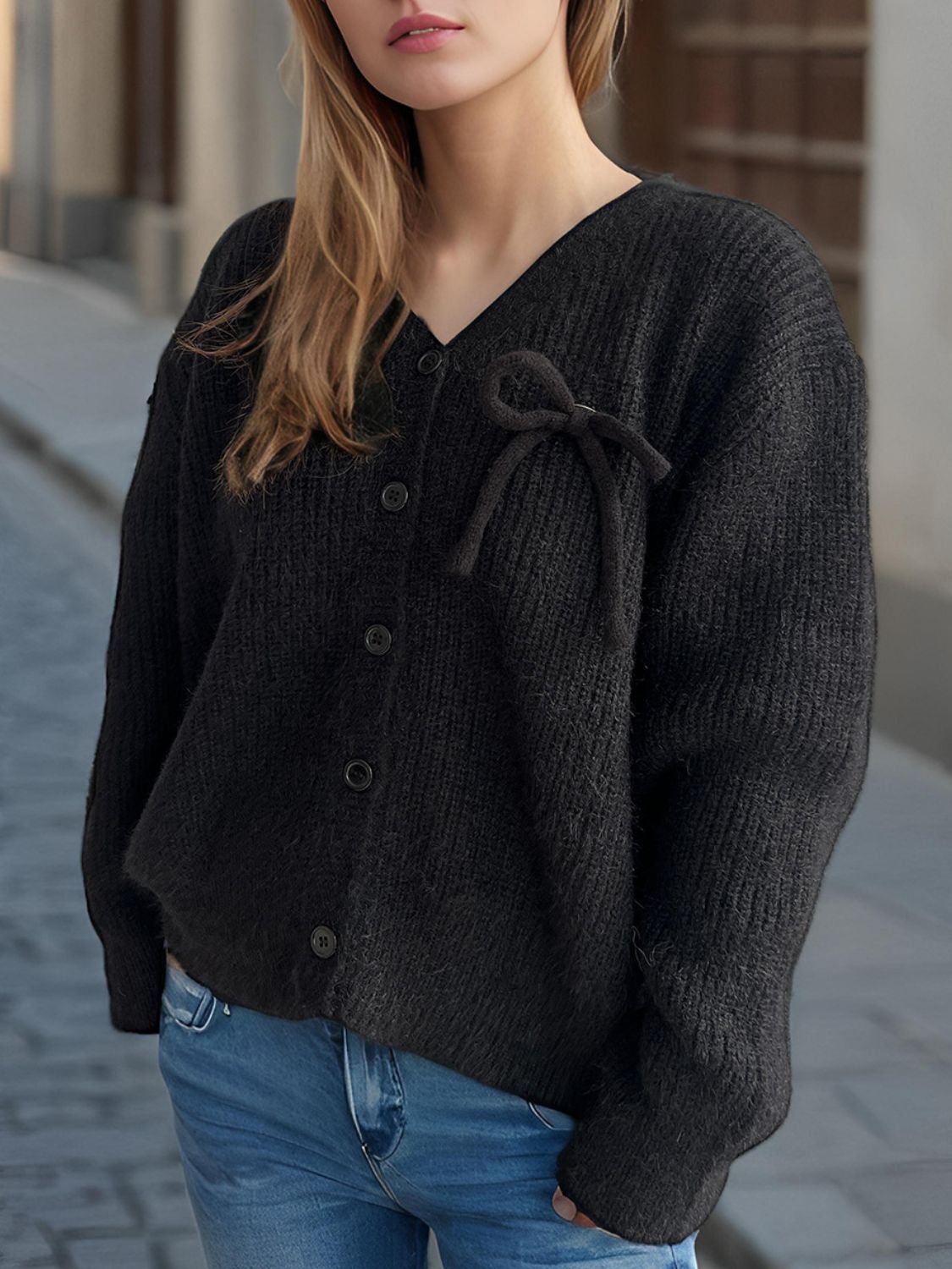 Button Down Long Sleeve Cardigan-Angel Casuals