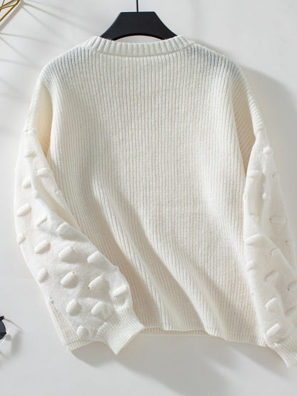 Round Neck Drop Shoulder Sweater-Angel Casuals