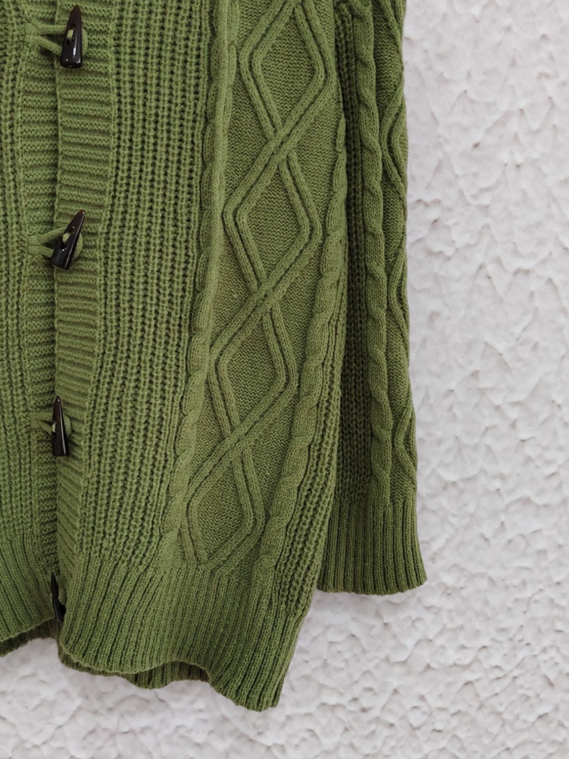Cable-Knit Long Sleeve Hooded Cardigan-Angel Casuals