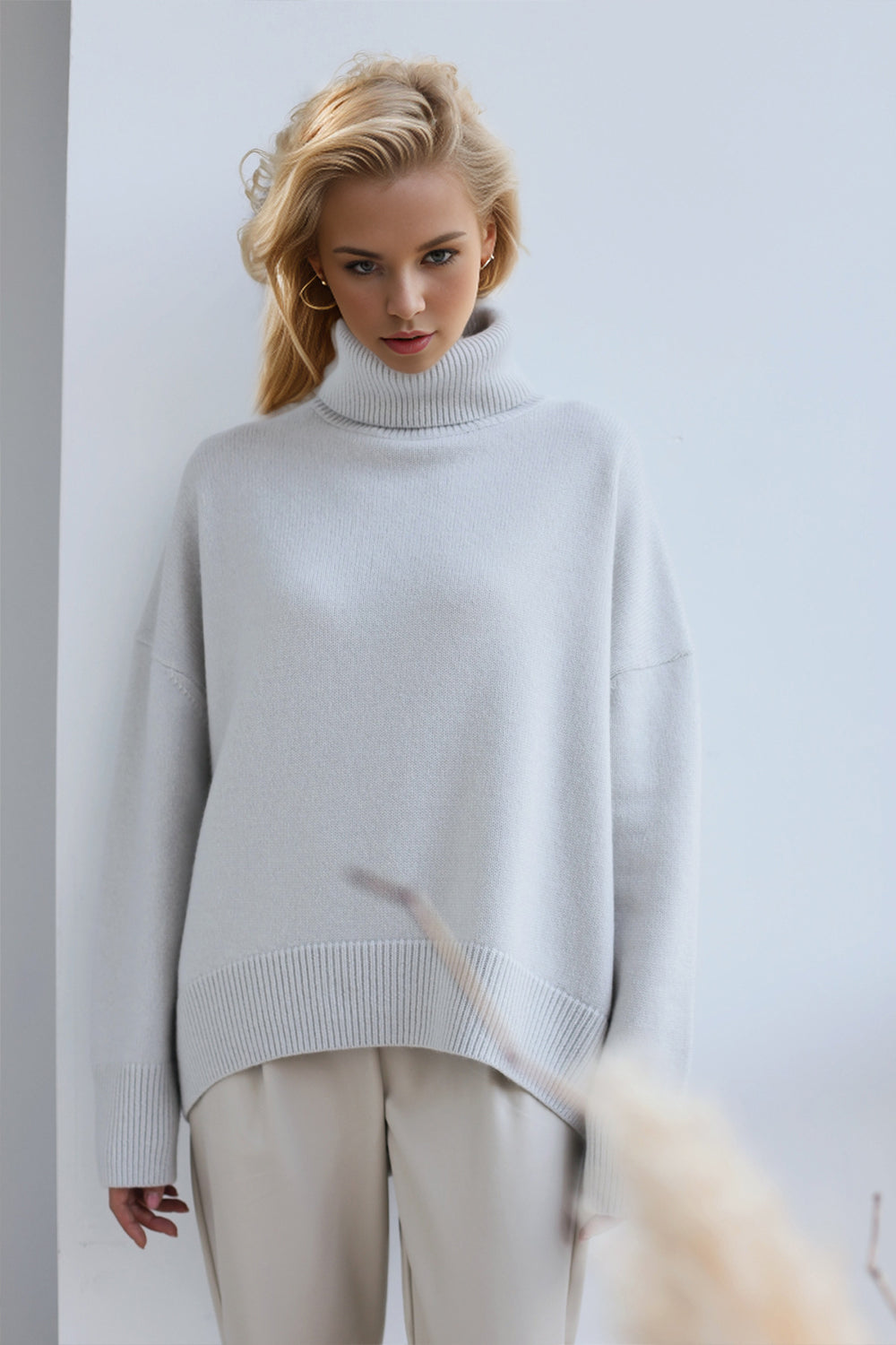 Basic Bae Turtleneck Dropped Shoulder Long Sleeve Sweater-Angel Casuals