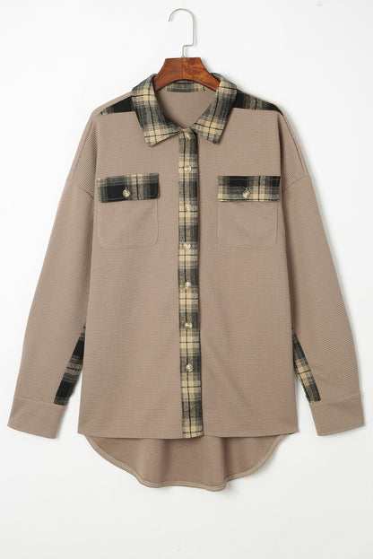 Plaid Button Down Collared Jacket-Angel Casuals