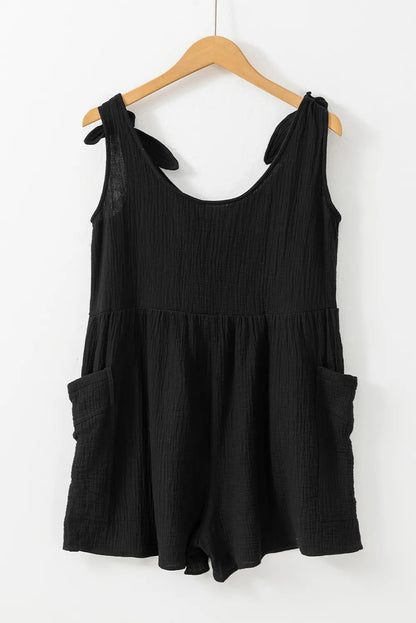 Scoop Neck Tie Shoulder Romper-Angel Casuals