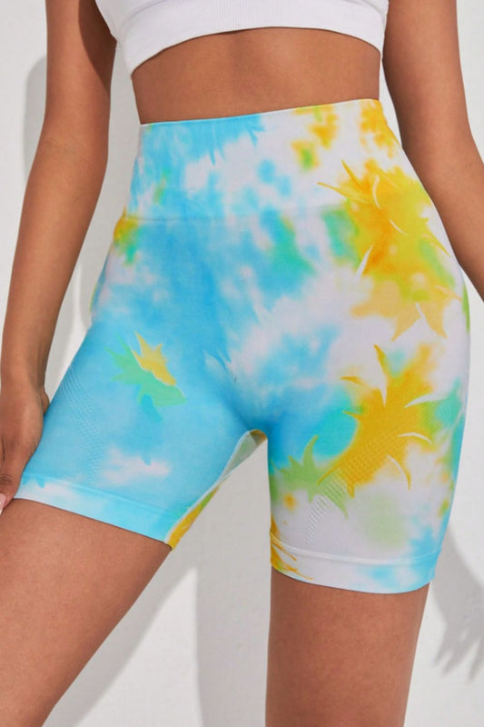 Tie-Dye Wide Waistband Sports Shorts-Angel Casuals