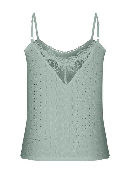 Eyelet Lace Detail V-Neck Cami-Angel Casuals