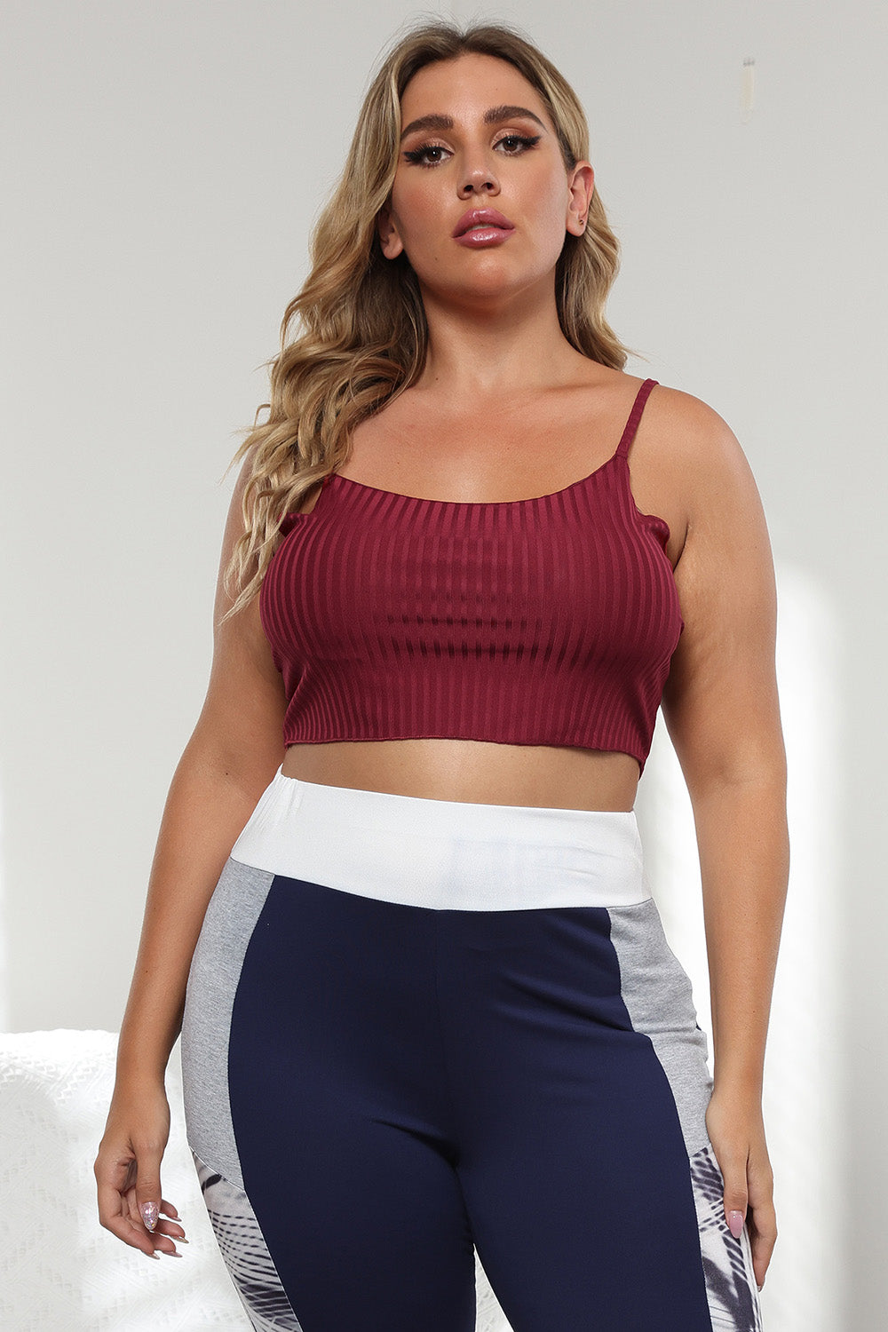 Plus Size Ribbed Spaghetti StrapTop-Angel Casuals