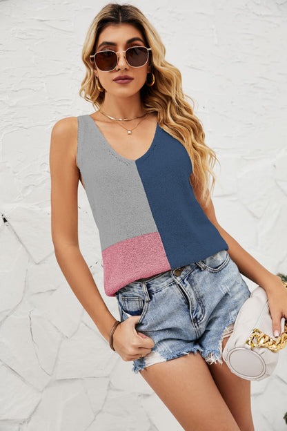 Color Block Knit Tank-Angel Casuals