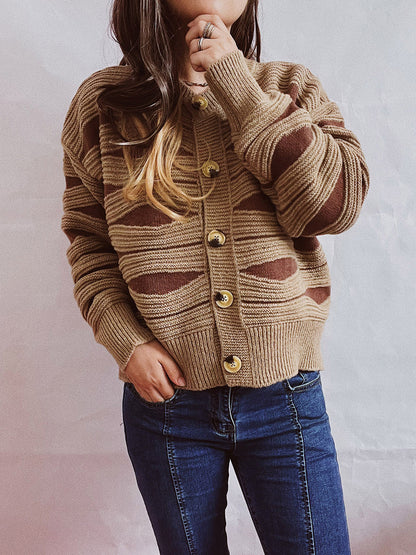 Color Block Button Front Cardigan-Angel Casuals