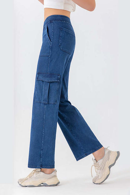 Buttoned Pocketed Long Jeans-Angel Casuals