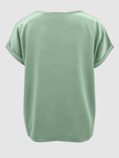 Round Neck Short Sleeve T-Shirt-Angel Casuals