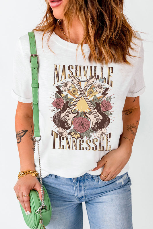 NASHVILLE TENNESSEE Cuffed Tee Shirt-Angel Casuals