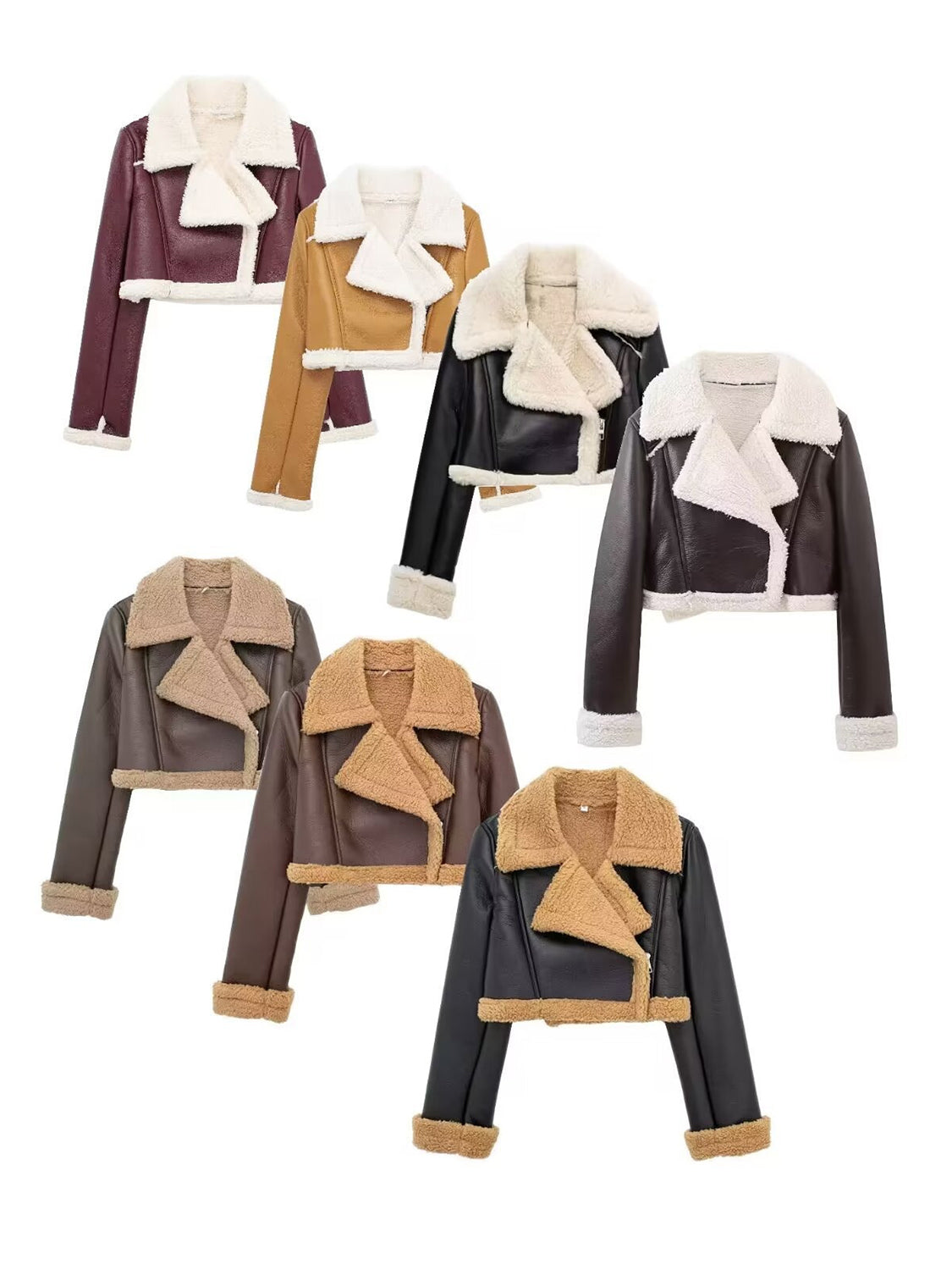 Collared Neck Long Sleeve Plush Cropped Jacket-Angel Casuals