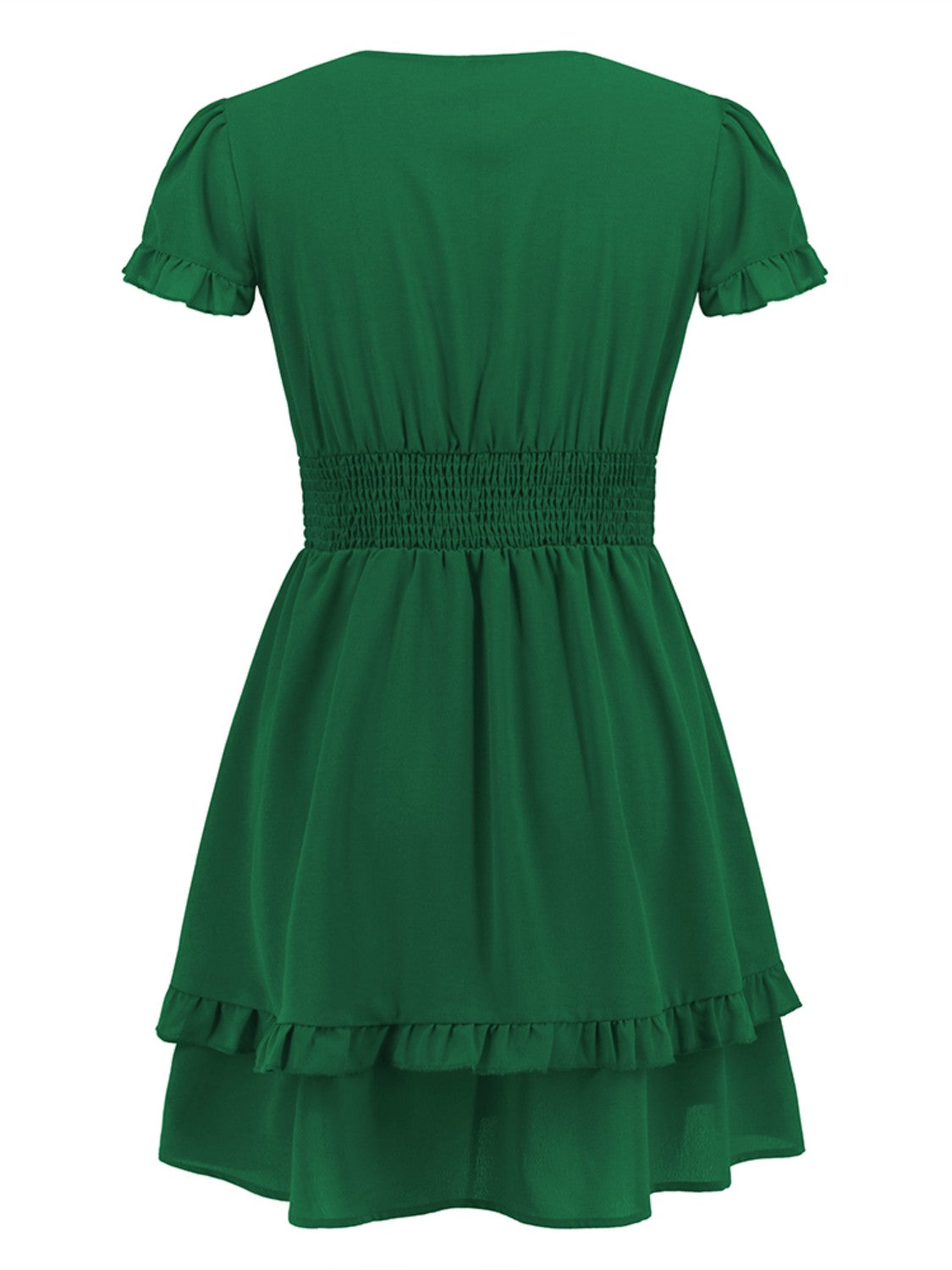 Tied V-Neck Tiered Mini Dress-Angel Casuals