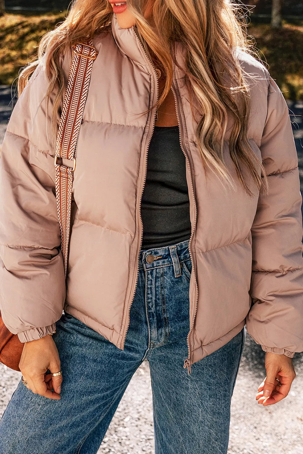 Turtleneck Zip Up Long Sleeve Winter Coat-Angel Casuals