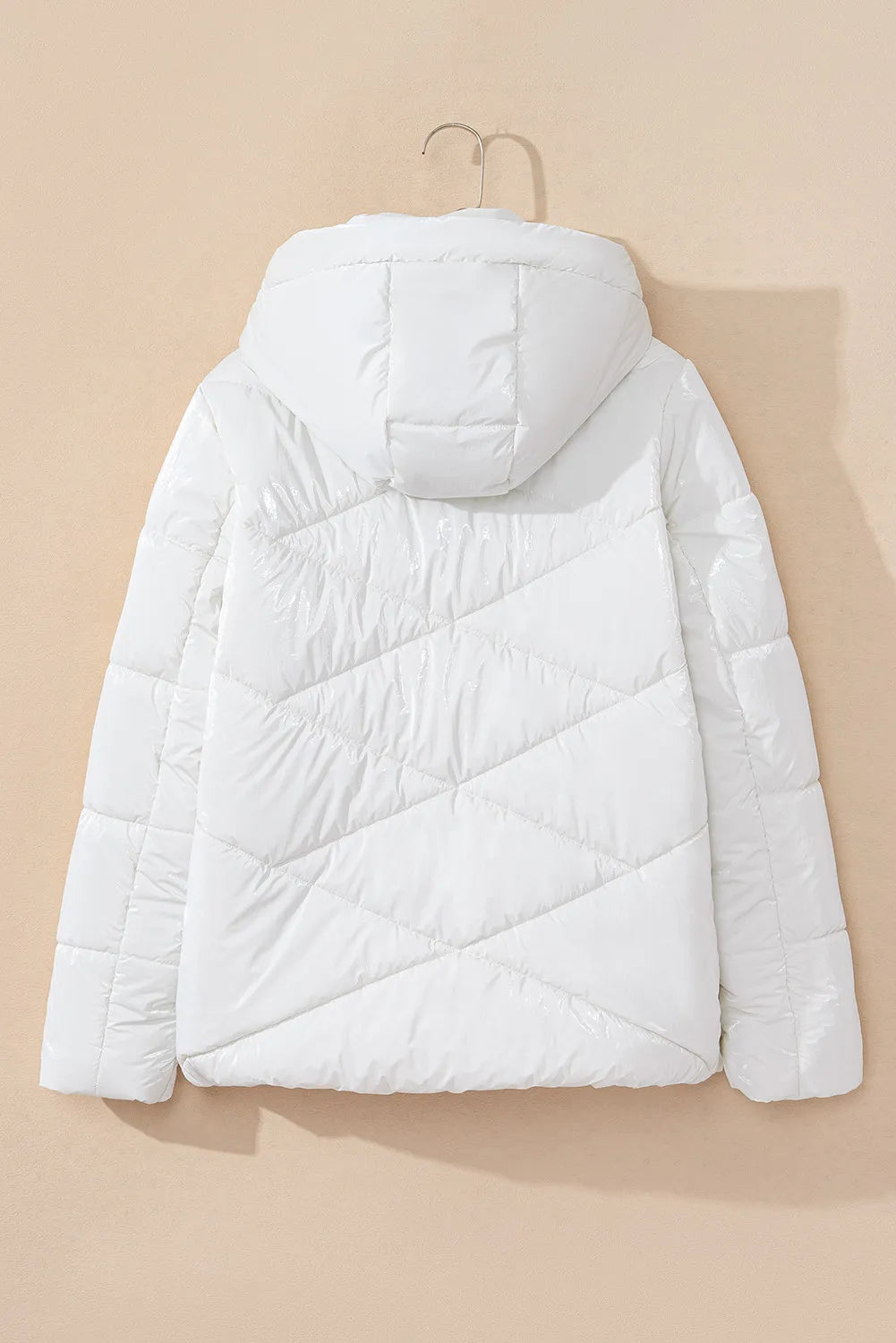 Drawstring Zip Up Long Sleeve Hooded Winter Coat-Angel Casuals