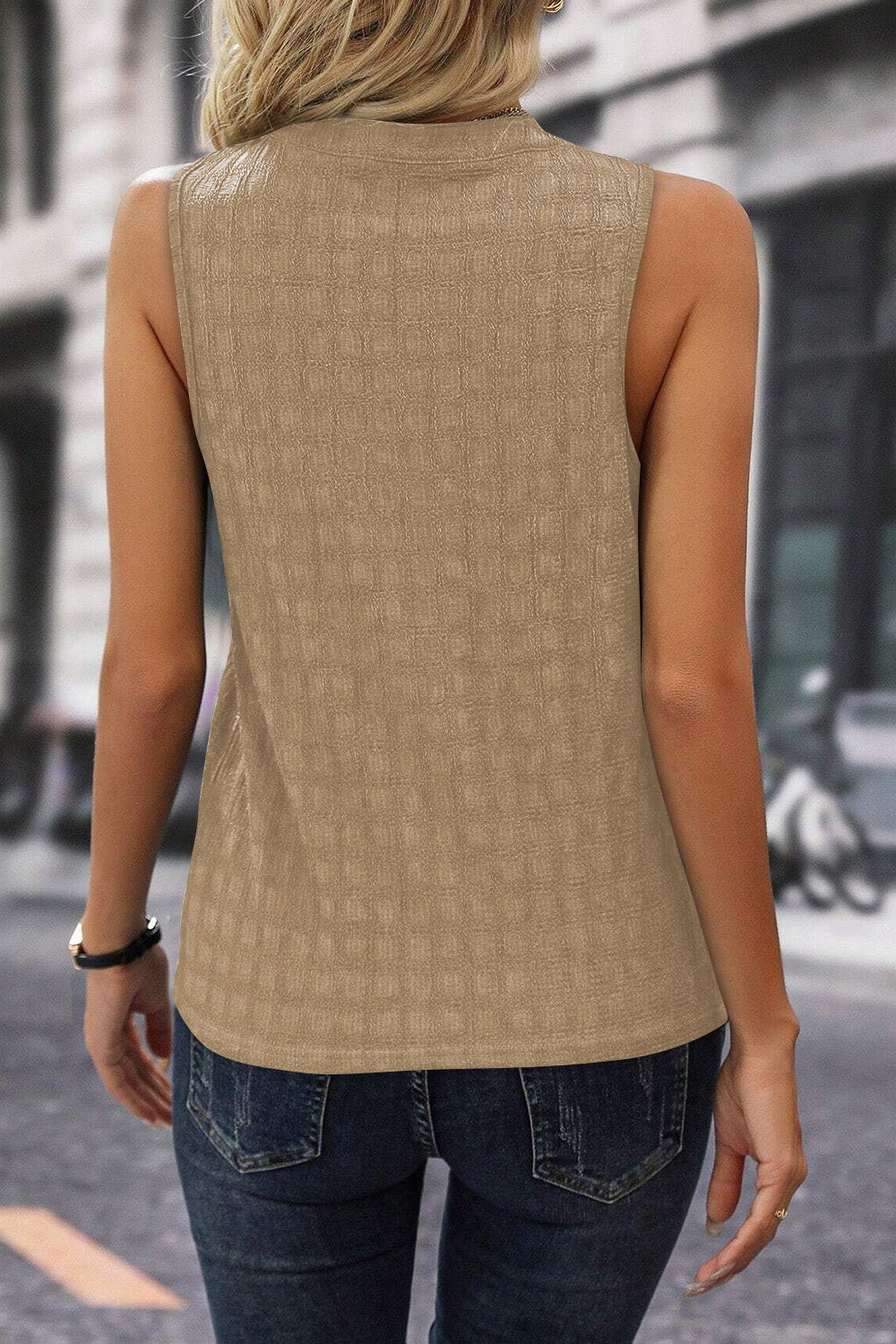 Textured Notched Tank-Angel Casuals