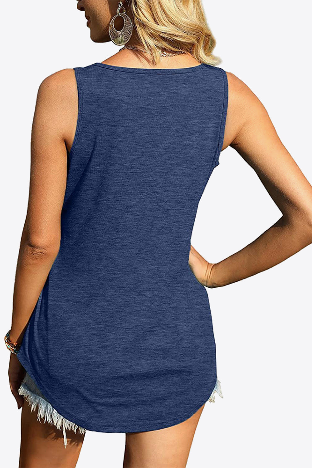 Curved Hem Square Neck Tank-Angel Casuals